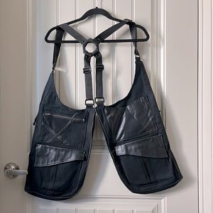 Vest bag wearable multi pockets tactical vest harness cotton and leather